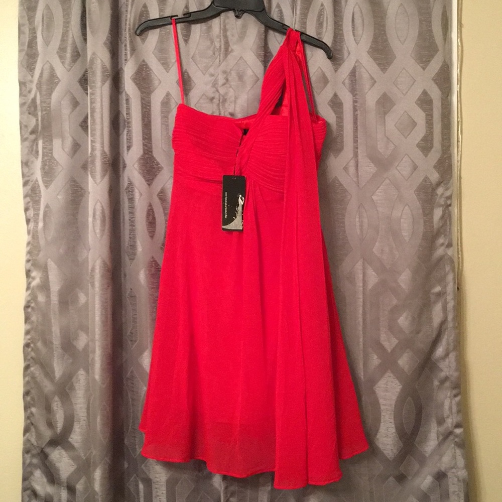 Red one shoulder dress
